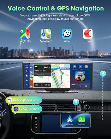 64G Android OS Wireless Apple Carplay Android Auto with Dash Cam 10 26 Carplay Screen with GPS Navigation Mirror Link Backup Camera Loop