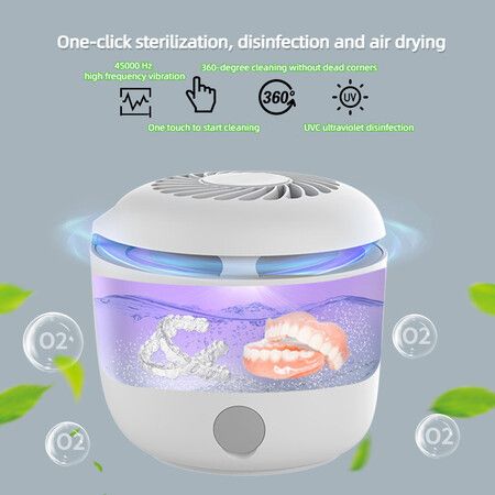 Ultrasonic UV Jewelry Cleaner Cleaning Machine For Dentures, Aligner, Retainer Mouth Guard, Toothbrush Head, Jewelry, Diamonds,Rings