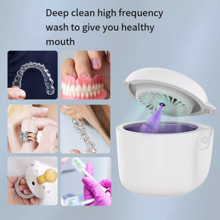 Ultrasonic UV Jewelry Cleaner Cleaning Machine For Dentures, Aligner, Retainer Mouth Guard, Toothbrush Head, Jewelry, Diamonds,Rings