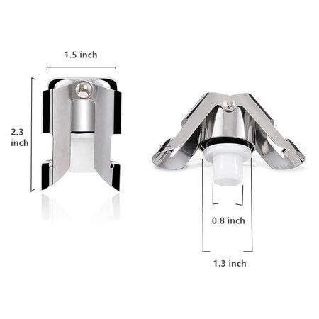 2Pcs Champagne Sealer Stopper, Stainless Steel Sparkling Wine Bottle Plug Sealer Set for Champagne