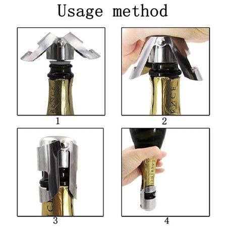 2Pcs Champagne Sealer Stopper, Stainless Steel Sparkling Wine Bottle Plug Sealer Set for Champagne