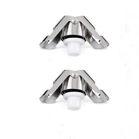 2Pcs Champagne Sealer Stopper, Stainless Steel Sparkling Wine Bottle Plug Sealer Set for Champagne