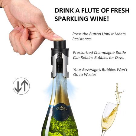 2Pcs Champagne Stoppers Wine Saver, Sparkling Wine Vaccum Stoppers