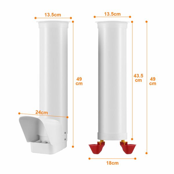 Chicken Bird Feeder Waterer Set Automatic Water Dispenser Poultry Coop 3KG Food 4L Drinker Kit Auto Aviary Chook Chick Hen Quail Drinking Cup