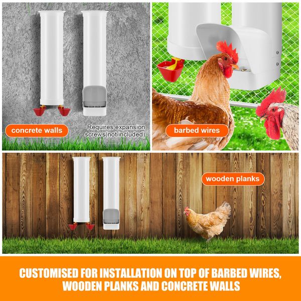 Chicken Bird Feeder Waterer Set Automatic Water Dispenser Poultry Coop 3KG Food 4L Drinker Kit Auto Aviary Chook Chick Hen Quail Drinking Cup