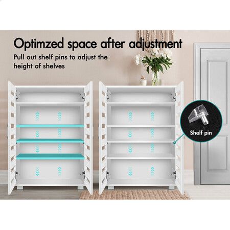 ALFORDSON Shoe Cabinet Organiser Storage Rack Drawer Shelf 21 pairs White