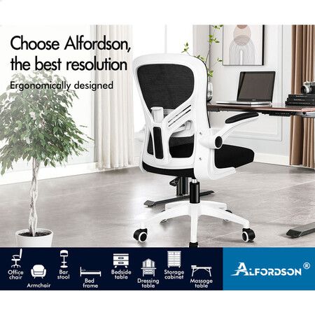 ALFORDSON Mesh Office Chair Executive Computer Tilt Fabric Seat Racing Work Black & White