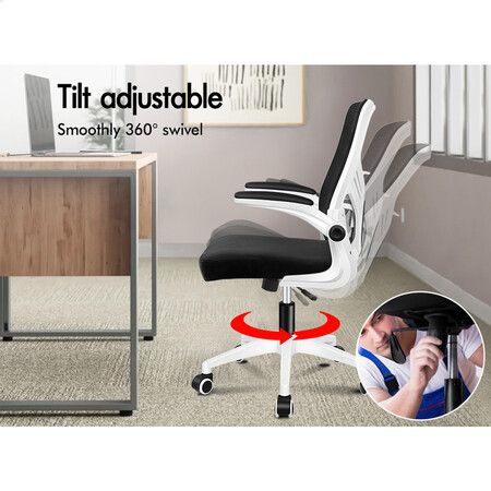 ALFORDSON Mesh Office Chair Executive Computer Tilt Fabric Seat Racing Work Black & White