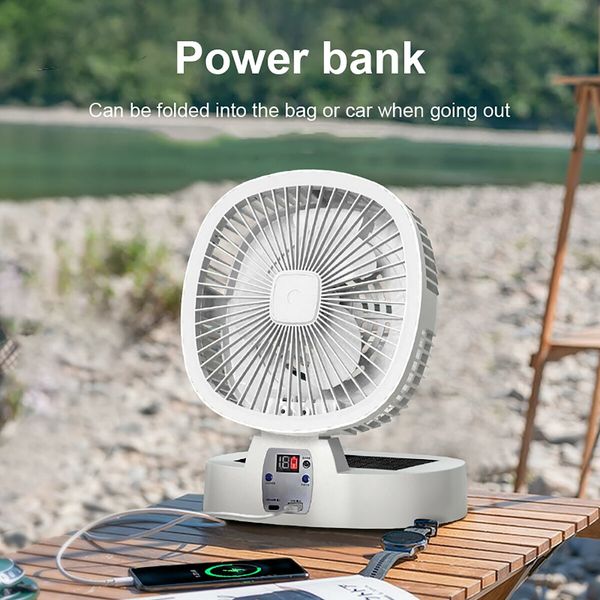 Camping Solar Fan Rechargeable Desktop Electric Foldble Fan 5 Adjustable Speed