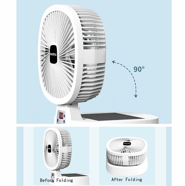 Camping Solar Fan Rechargeable Desktop Electric Foldble Fan 5 Adjustable Speed