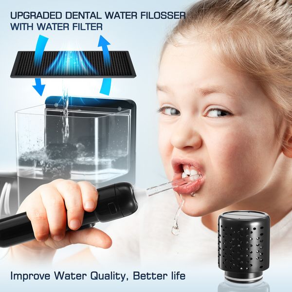 Water Flosser Tooth Cleaner Electric Oral Irrigator Dental Teeth Care 900ml Capacity With Filter UV Steriliser Black