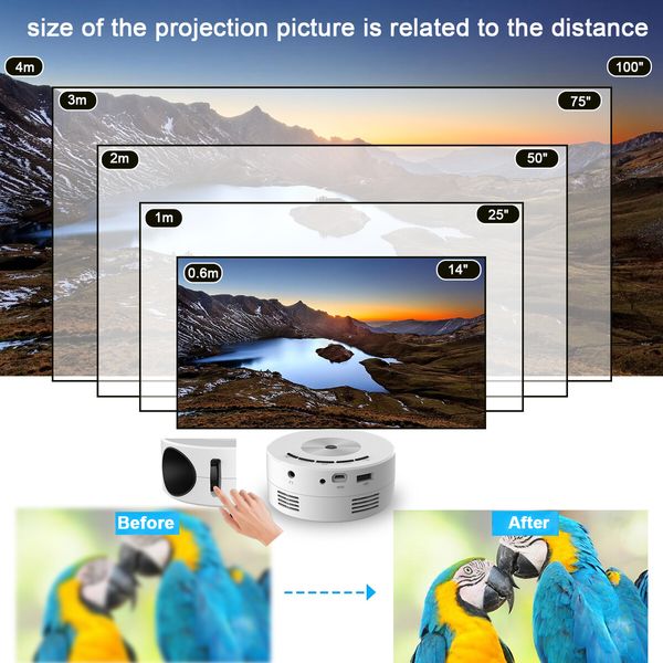 Portable Household Projector Mini Mobile Phone Hd Color White