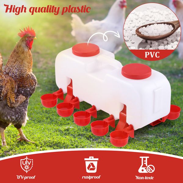 Chicken Bird Water Feeder Auto Chick Waterer Automatic Poultry Dispenser Drinker Hen Watering System Chook Gravity Fed 10L