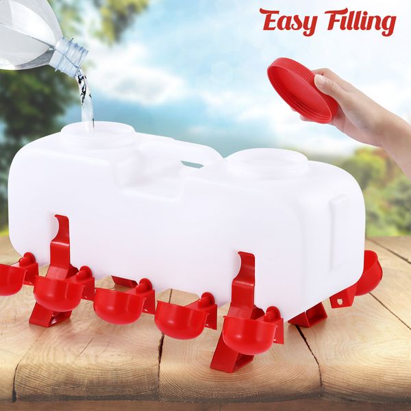 Chicken Bird Water Feeder Auto Chick Waterer Automatic Poultry Dispenser Drinker Hen Watering System Chook Gravity Fed 10L