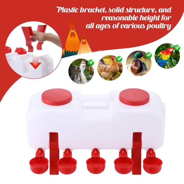 Chicken Bird Water Feeder Auto Chick Waterer Automatic Poultry Dispenser Drinker Hen Watering System Chook Gravity Fed 10L