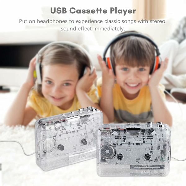 Cassette Player Portable USB Cassette Player Transparent Cassette Tape Player