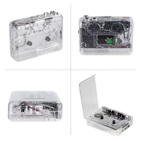 Cassette Player Portable USB Cassette Player Transparent Cassette Tape Player