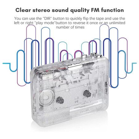 Cassette Player Portable USB Cassette Player Transparent Cassette Tape Player