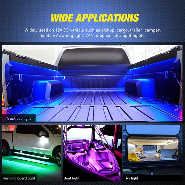 Truck Bed Light Strip RGB-IC LED Lights for Truck Pickup DIY Music synchronous with APP and RF Remote Control 3PCS 60 inch 150cm Truck Bed Lighting