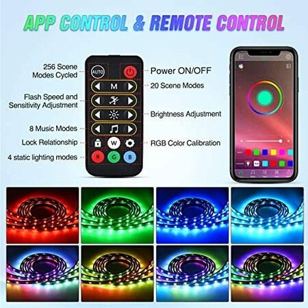 Truck Bed Light Strip RGB-IC LED Lights for Truck Pickup DIY Music synchronous with APP and RF Remote Control 3PCS 60 inch 150cm Truck Bed Lighting