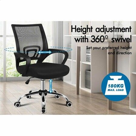 ALFORDSON Mesh Office Chair Mid Back Black