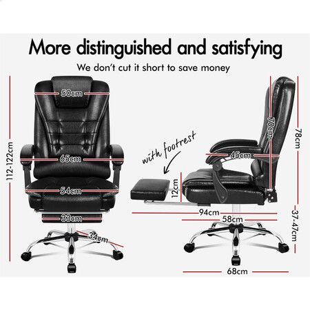 ALFORDSON Office Chair Gaming Executive Computer Racer PU Leather Seat Footrest Black