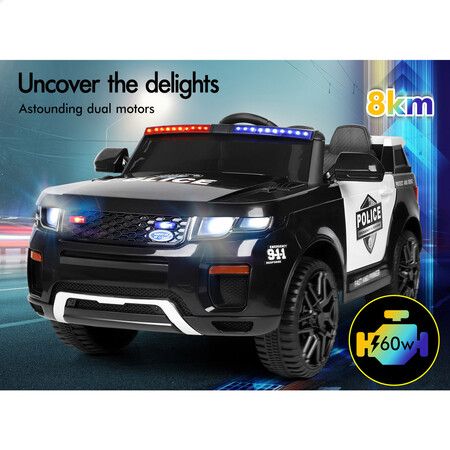 ALFORDSON Kids Police Ride On Car 12V Electric Toy Patrol Remote Control Black