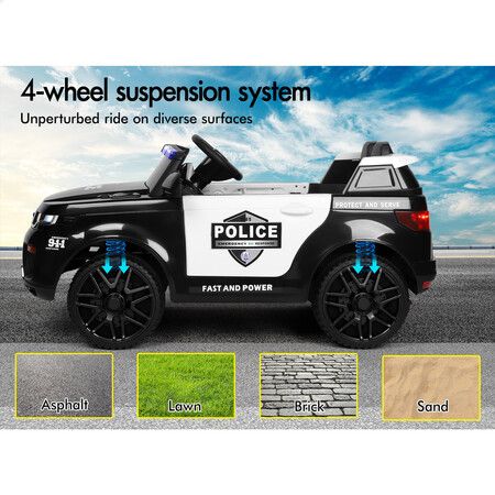 ALFORDSON Kids Police Ride On Car 12V Electric Toy Patrol Remote Control Black