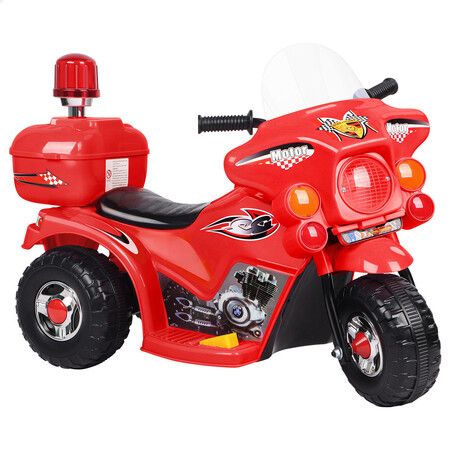 ALFORDSON Kids Ride On Car Police Motorcycle 6V Electric Toy 25W Motor MP3 Red