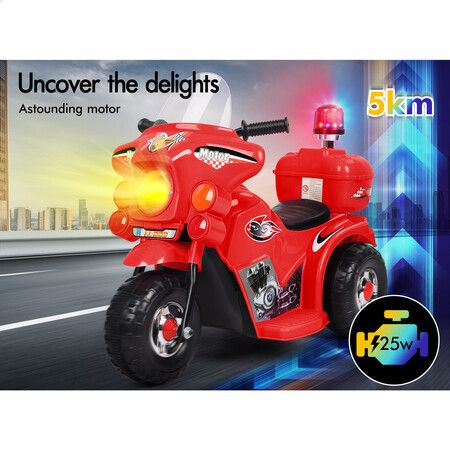 ALFORDSON Kids Ride On Car Police Motorcycle 6V Electric Toy 25W Motor MP3 Red