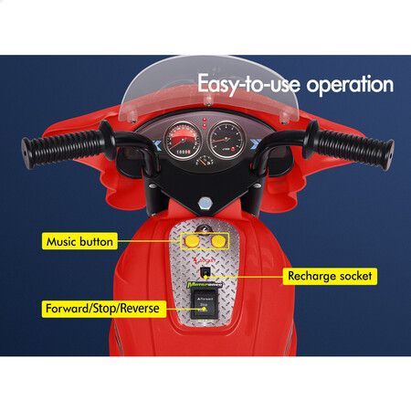 ALFORDSON Kids Ride On Car Police Motorcycle 6V Electric Toy 25W Motor MP3 Red