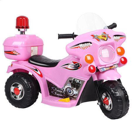 ALFORDSON Kids Ride On Car Police Motorcycle 6V Electric Toy 25W Motor MP3 Pink