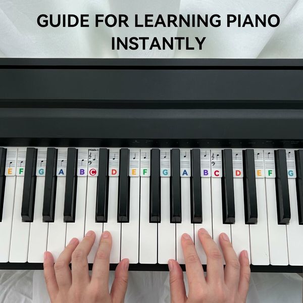 Piano Notes Guide for Beginner,Removeable Piano Keyboard Note Labels for Learning,88 Key Full Size,Made of Silicone,No Need Stickers,Reusable (Colorful)