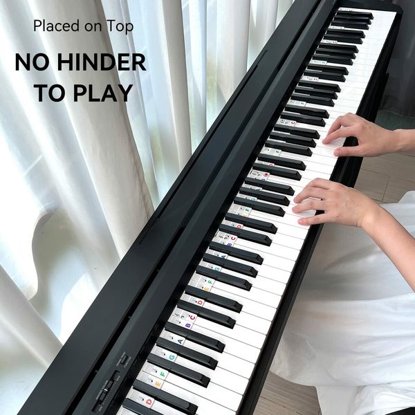 Piano Notes Guide for Beginner,Removeable Piano Keyboard Note Labels for Learning,88 Key Full Size,Made of Silicone,No Need Stickers,Reusable (Colorful)