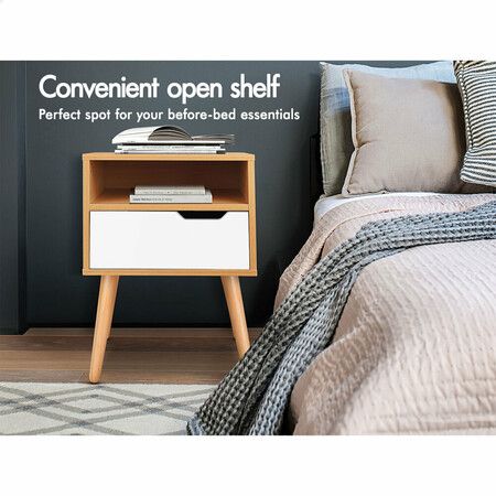 ALFORDSON Bedside Table Nightstand Side Storage Cabinet Scandinavian White