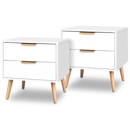 ALFORDSON 2x Bedside Table Nightstand Side Storage Cabinet Scandinavian White