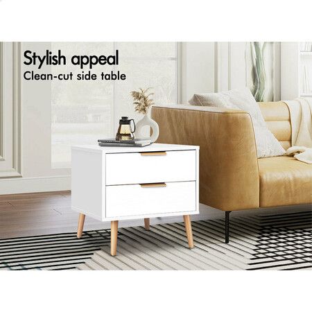 ALFORDSON 2x Bedside Table Nightstand Side Storage Cabinet Scandinavian White