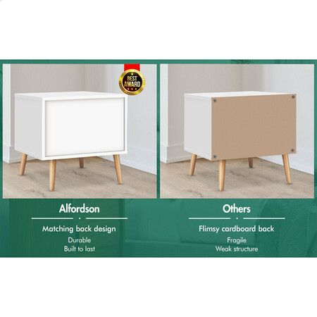 ALFORDSON 2x Bedside Table Nightstand Side Storage Cabinet Scandinavian White