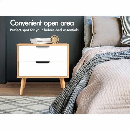 ALFORDSON 2x Bedside Table Nightstand Side Storage Cabinet Scandinavian White