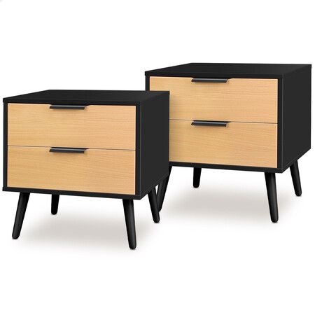 ALFORDSON 2x Bedside Table Nightstand Side Storage Cabinet Scandinavian Black