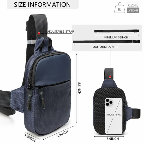 Mini Sling Bag for Men and Women,Small Crossbody Bag Trendy,Casual Waterproof Phone Chest Bag for Travel (Navy Blue)