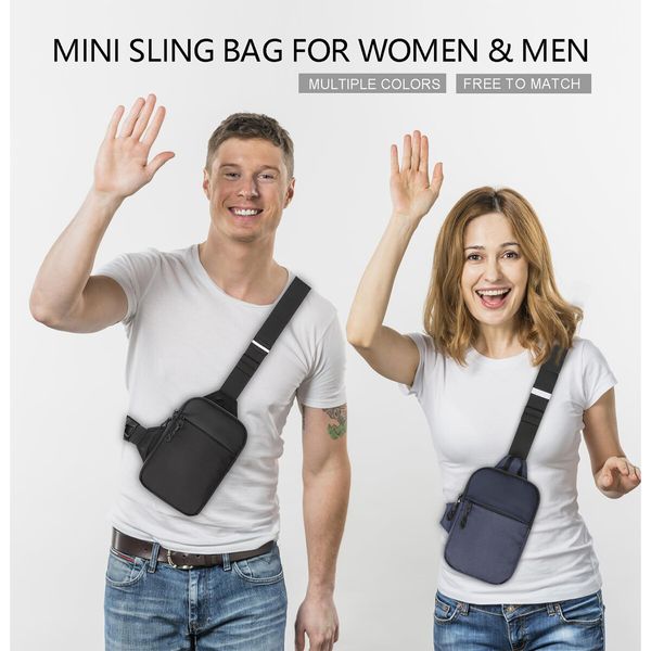 Mini Sling Bag for Men and Women,Small Crossbody Bag Trendy,Casual Waterproof Phone Chest Bag for Travel (Navy Blue)