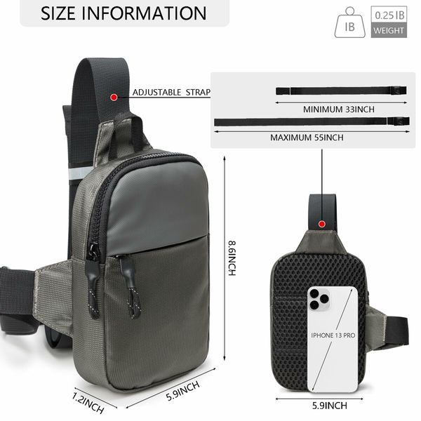 Mini Sling Bag for Men and Women,Small Crossbody Bag Trendy,Casual Waterproof Phone Chest Bag for Travel (Grey)