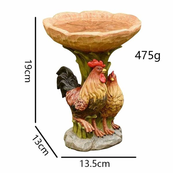 Rooster Bird Feeder Resin Statue Figurine Decoration Animal Living Room Candy Plate Storage Garden Home Decor