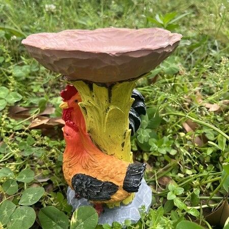 Rooster Bird Feeder Resin Statue Figurine Decoration Animal Living Room Candy Plate Storage Garden Home Decor