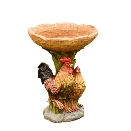 Rooster Bird Feeder Resin Statue Figurine Decoration Animal Living Room Candy Plate Storage Garden Home Decor