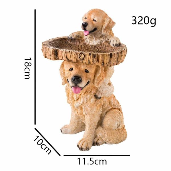 Dog Bird Feeder Resin Statue Figurine Decoration Animal Living Room Candy Plate Storage Garden Home Decor