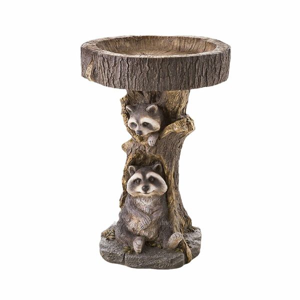 Raccoon Bird Feeder Resin Statue Figurine Decoration Animal Living Room Candy Plate Storage Garden Home Decor