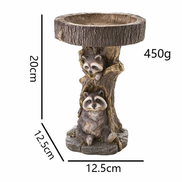 Raccoon Bird Feeder Resin Statue Figurine Decoration Animal Living Room Candy Plate Storage Garden Home Decor