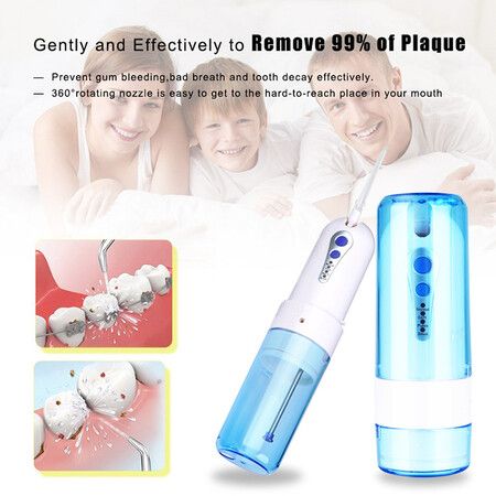 Rechargeable Oral Irrigator Water Flosser Dental Tooth Cleaning Device 4 Modes 200ML Water Tank Teeth Cleaner With 5 Jet Tips